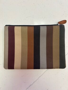 Todd Oldham by La-Z-Boy Earth Toned Striped Fabric Cosmetic Pouch